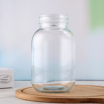 Glass Jar Manson Jar with Metal Lids Empty Glass Bottle