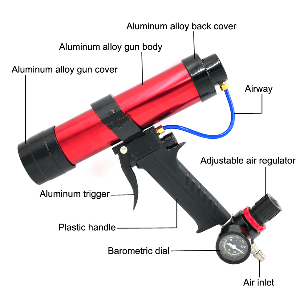 310ML 10oz Cartridge Air Caulking Gun Glass Glue Sealant Gun Pneumatic