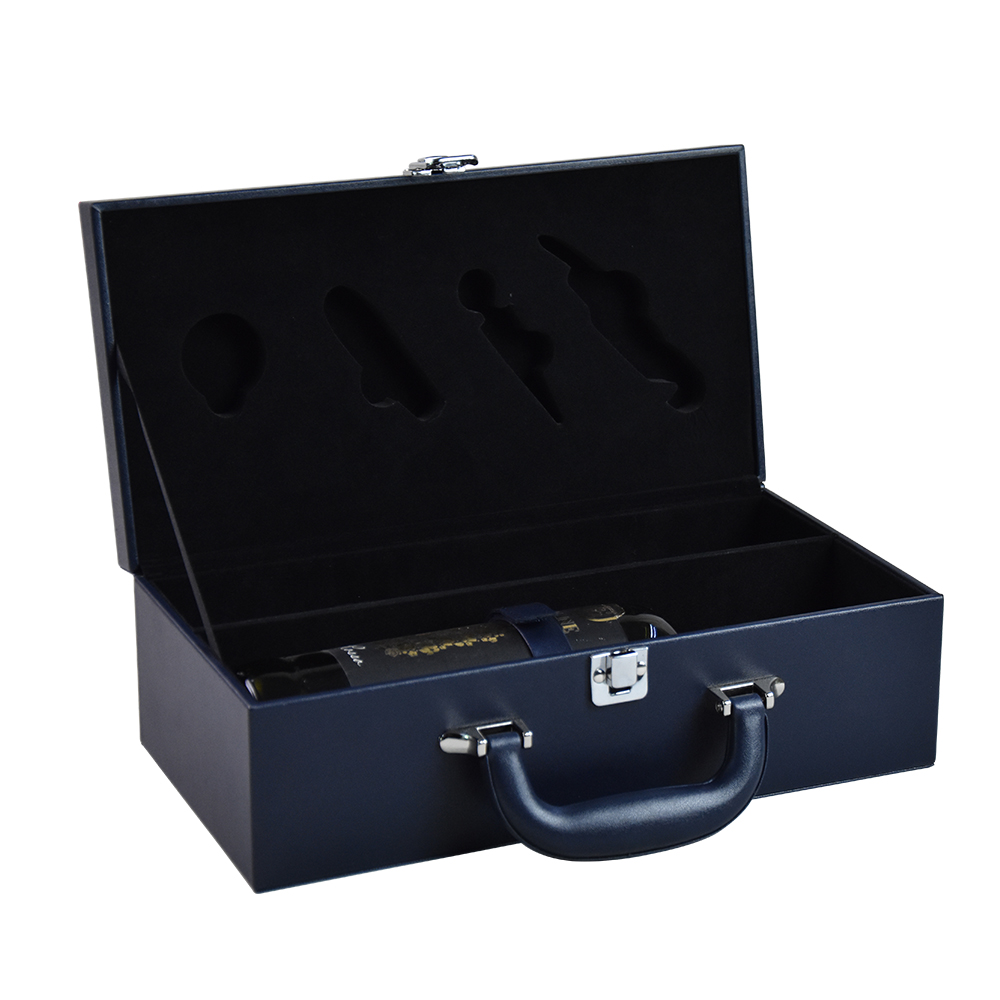 Wine Box Manufacturer Black PU leather wine paper box