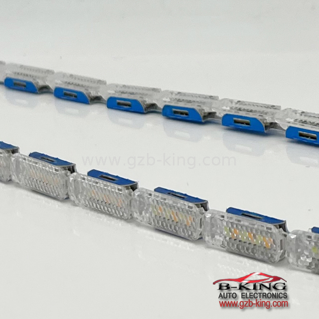 50CM dual color white/amber crystal streamer DRL light with amber turn signal 