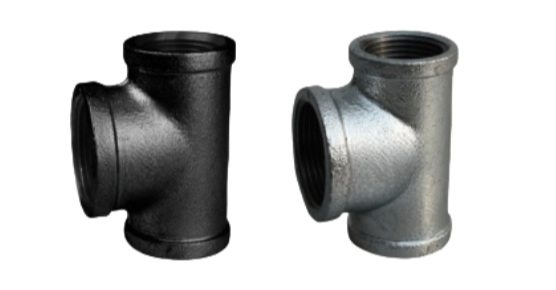 اتصالات لوله کاهش دهنده سه راهی آهنی چکش خوار (63 میلی متر تا 3/4 اینچ).