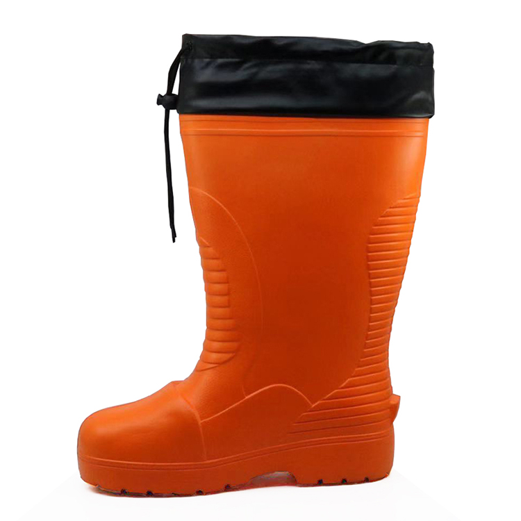 JW-306 freeze cold storage non slip plastic toe cap 100% EVA rain boots for men 