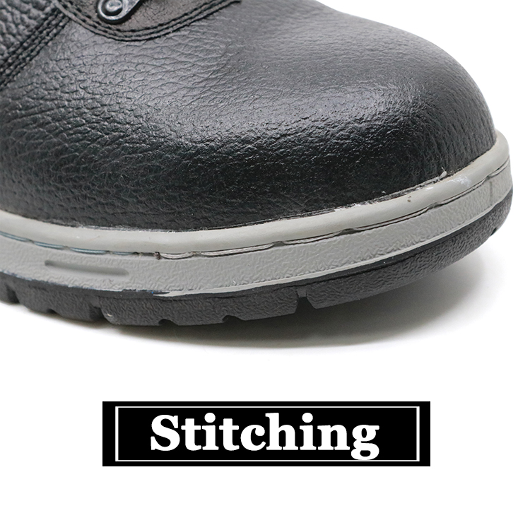 RB1094 Black leather rubber sole cemented steel toe cap oil industrial safety shoes