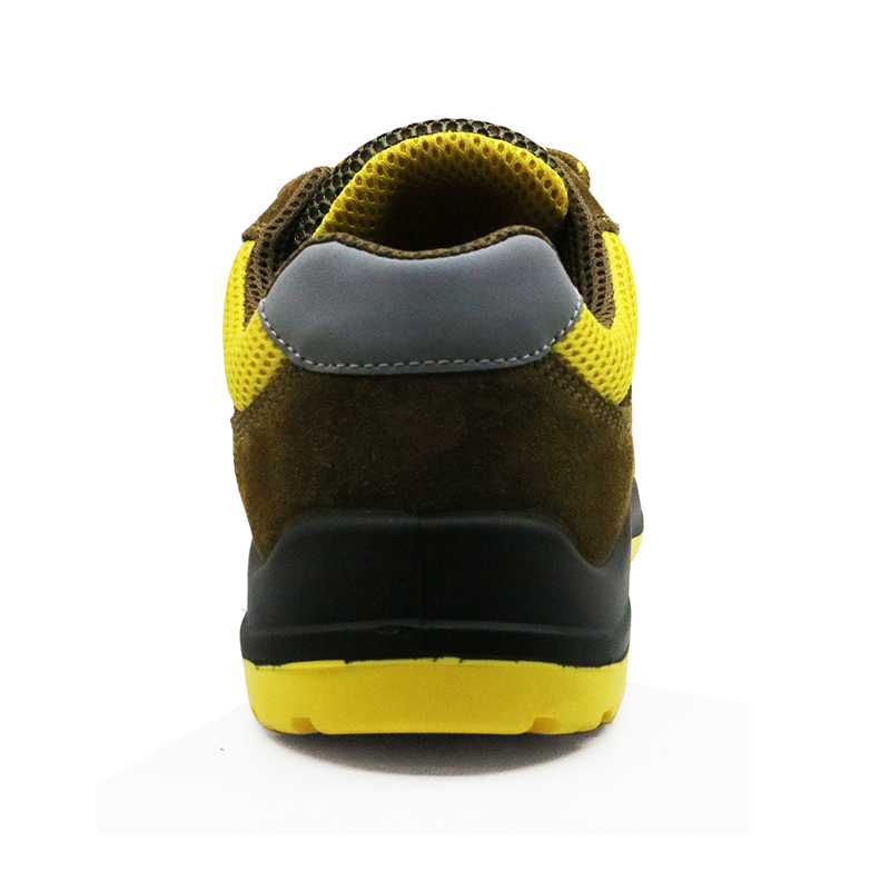 Yellow suede leather plastic toe cap workshop safety shoes european