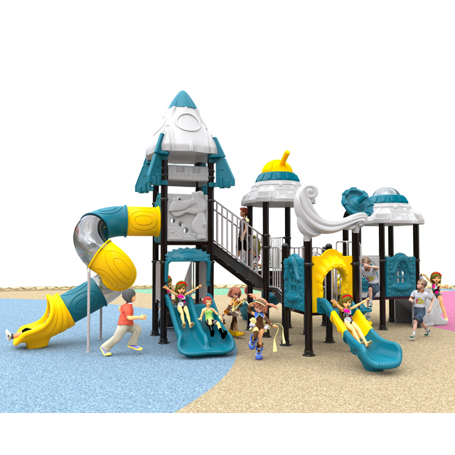 2022 Neues Design Großer Raketenspielplatz im Freien Kinderspielplatz mit verschiedenen Rutschen HKDLS-ZZ0701