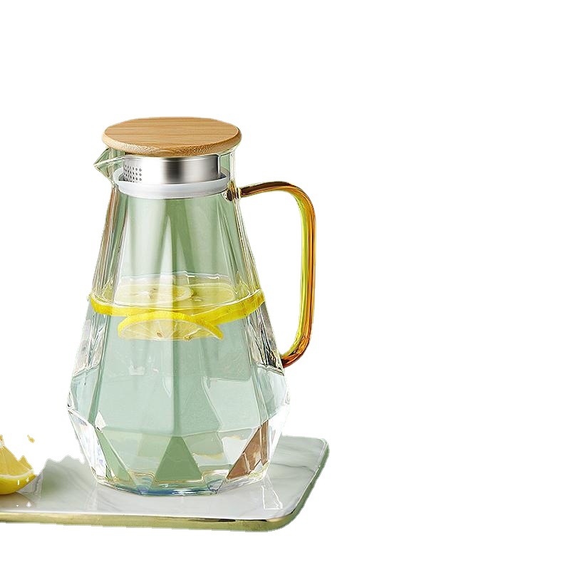 Glass Water Jug with Lid Glass Beverage Drinking Pitcher