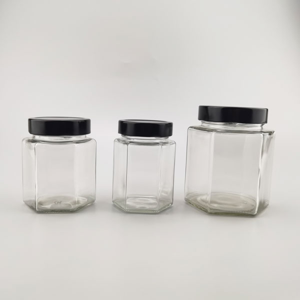 293ml Hexagon glass jar for food packing 