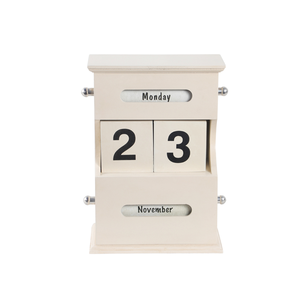  Wooden Desk Rotating Calendar stand - Perpetual Block Month Date Display Home Office Decoration 20.9 x11.9x29.3cm