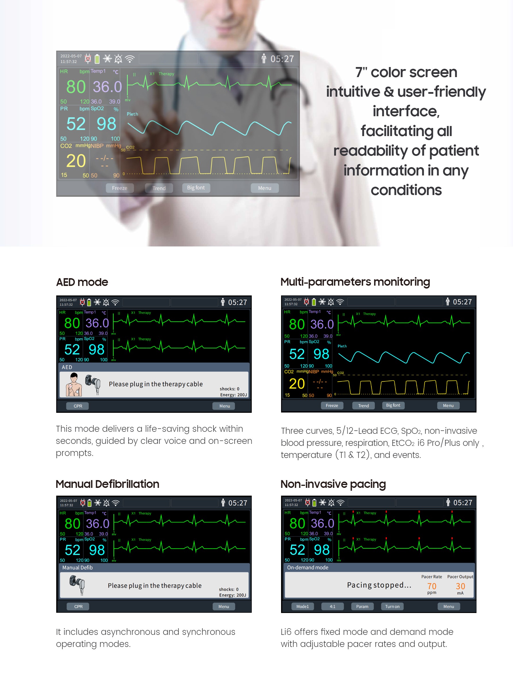 Moniteur de d&eacute;fibrillateur Li6-4