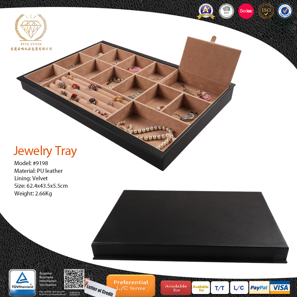 Velvet Jewelry Big Trays Earring Organizer Jewelry Display Trays Ring Box Holder Necklace Case Storage for Bracelet Brooch Watch