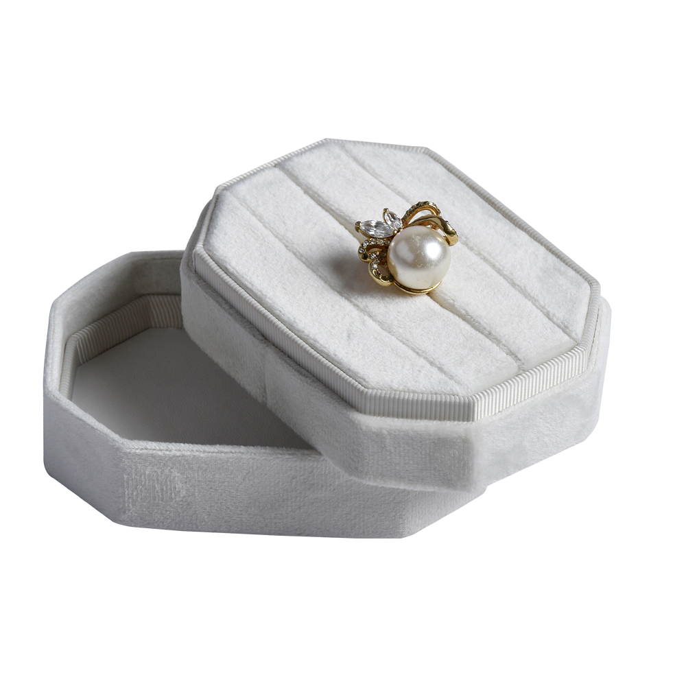 Velvet Jewelry Ring Box, Double Ring Gift Box with Detachable Lid for Proposal Engagement Wedding Ceremony