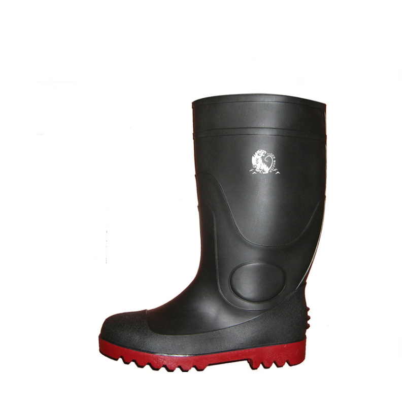 BRS oil resistant waterproof black steel toe cap safety rain boots 
