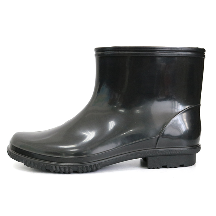 JW-105 Black waterproof non slip cheap ankle pvc shiny civil rain boot