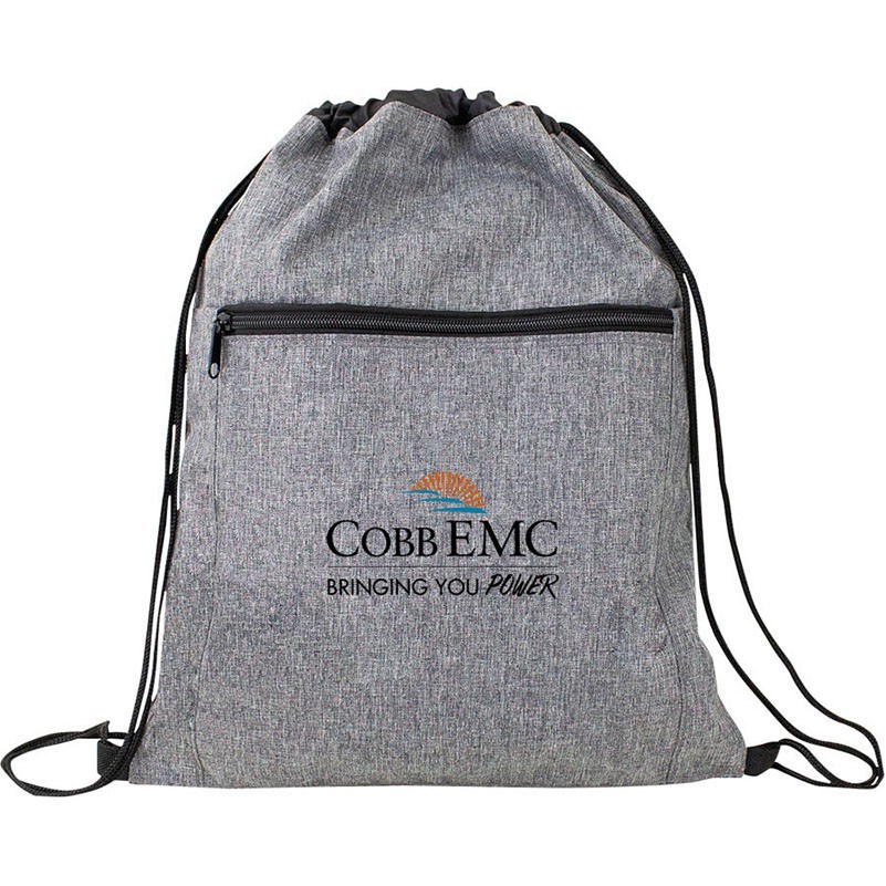 420 Denier Polyester Drawstring Backpack with Front Front Zipper Pocket