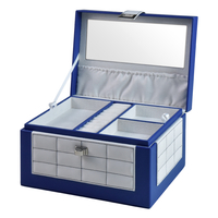 Blue With Lock Big Travel Customized Velvet Jewelry Display Box