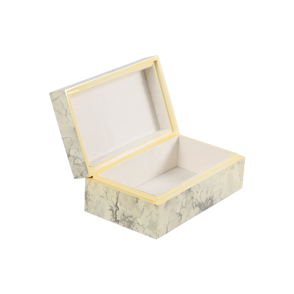 Marble Wooden Veneer White Gray Marble Small Box Large Wood Storage Cube Box with Lid Gift Box Set