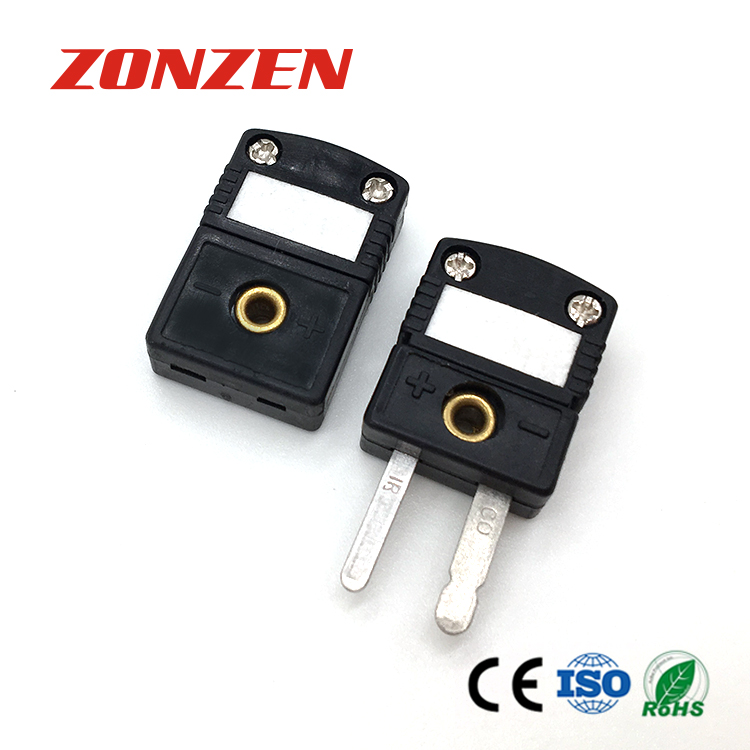 Miniature Size Thermocouple Connector Flat 2 Pin TC Connector 