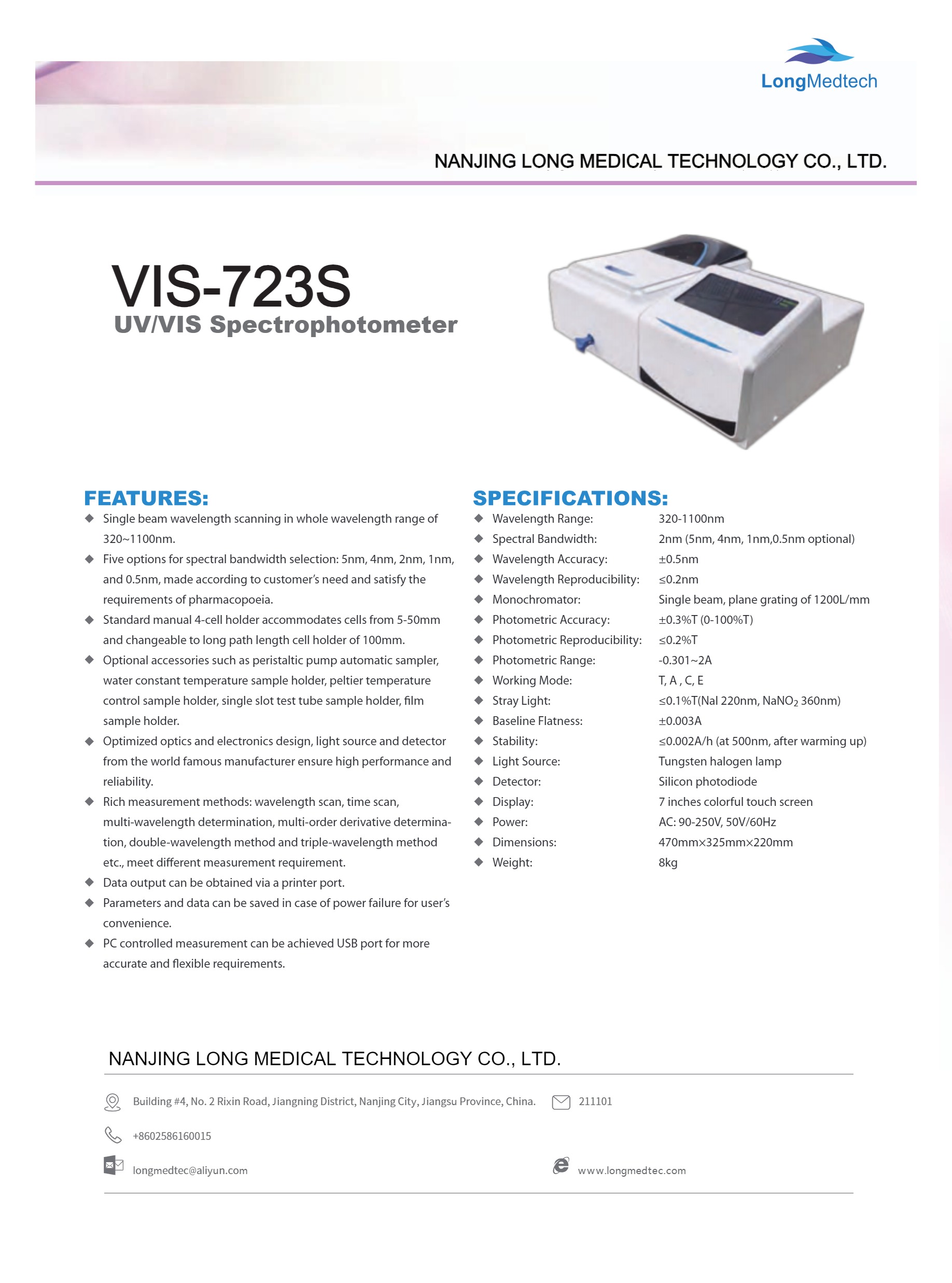 Spectrophotom&egrave;tre UV VIS VIS-723S-1