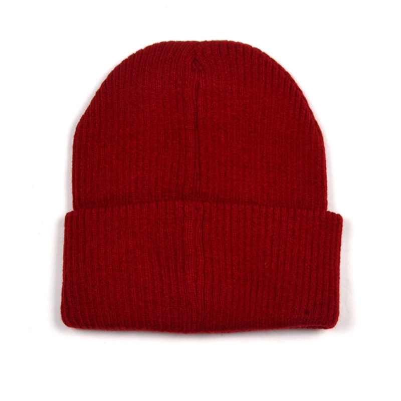 Leather patch beanie
