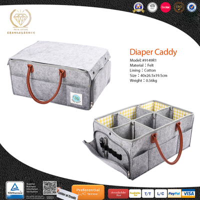 Baby Diaper Caddy Organizer - Portable Nursery Storage Basket And Toys Organizer for Diapers Baby Diaper - Upgrade Felt Nappy for Newborn Boy & Girl