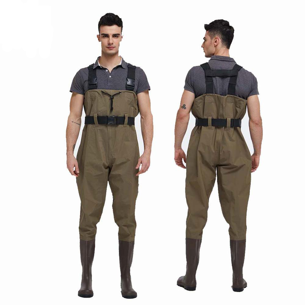 Men Nylon PVC Water Proof Adult Fishing Chest Wader with Pvc Work Boots