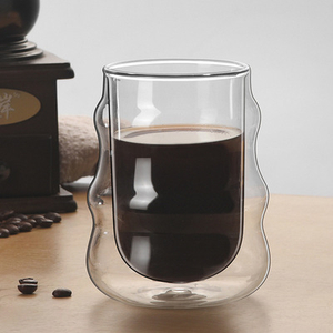 300ml Drinking Cup Double-Layer Wave Glass Cup