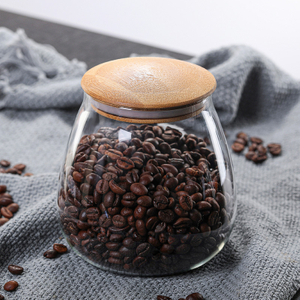 400ml Sealed Bamboo Lid Coffee Bean Storage Jar Mushroom-Shaped Glass Sealed Jar