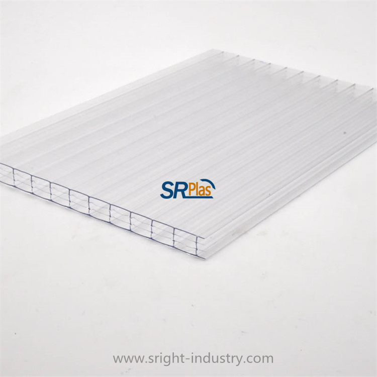 14mm Clear Color Four Wall Polycarbonate Hollow Sheet Transparent PC Roofing Sheet for Buildings
