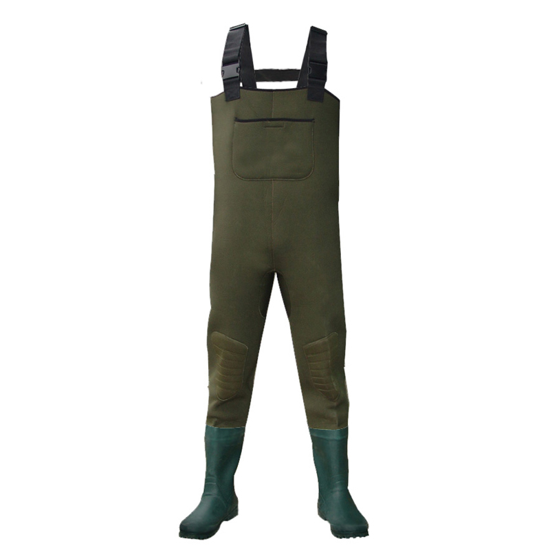 Front pocket water proof neoprene fishing chest wader with rubber boots