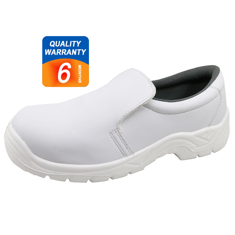KS002 white microfiber leather CE steel toe kitchen safety shoes