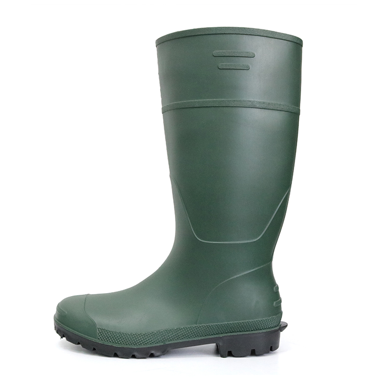 A8-GB green non safety matte pvc work rain boot for men