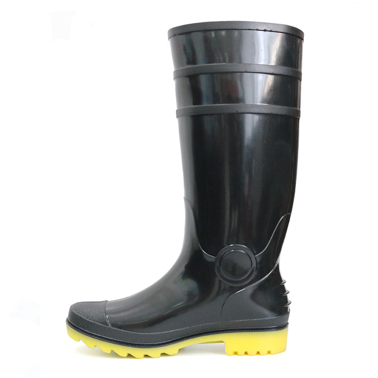 E6-BY lightweight non safety cheap black pvc glitter rain boot