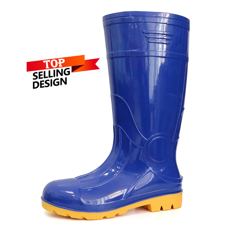 107-BY oil acid resistant waterproof steel toe cap pvc safety gumboots