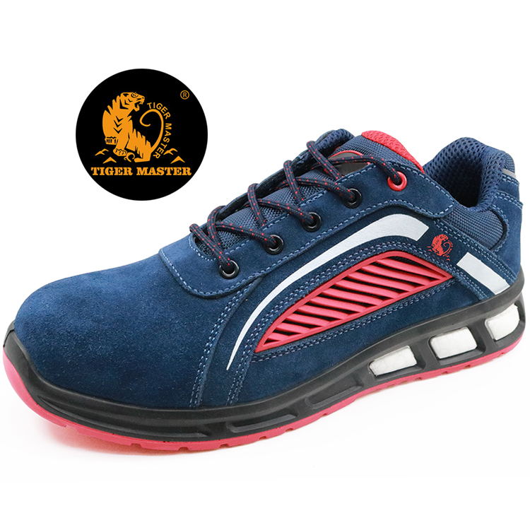 2019 new breathable suede leather fashion safety shoes fiberglass toe