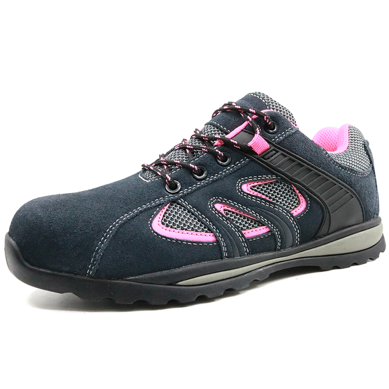 Abrasion resistant rubber sole steel toe fashion sport safety shoes for women