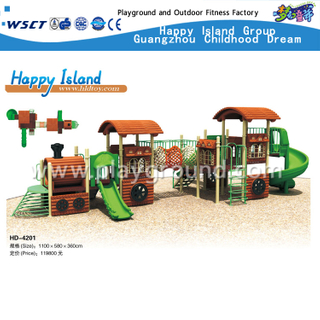 New Design Outdoor Children Train Themed Galvanized Steel Playground with Slide Equipment(HD-4201)