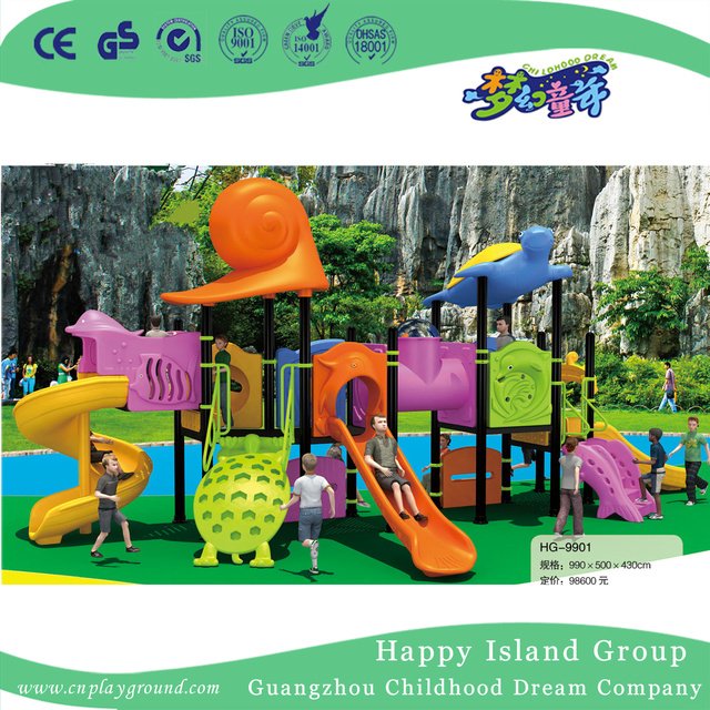 Outdoor Sea Breeze Spielplatz aus verzinktem Stahl mit Kinderdoppelrutsche (HG-10103)