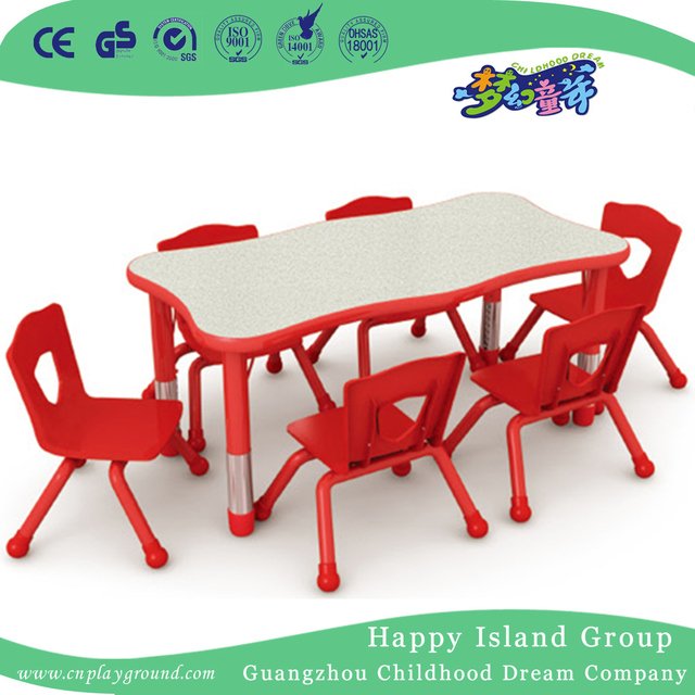 Kleine Schule Kleinkinder Holz gewellte Tisch für vier (HG-5004)