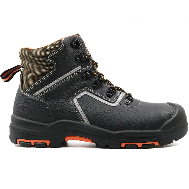 Slip resistant rubber sole industrial safety boots with steel toe
