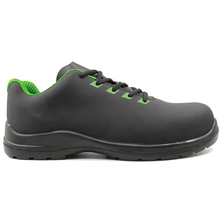 Black nubuck leather lightweight composite toe protective work shoes