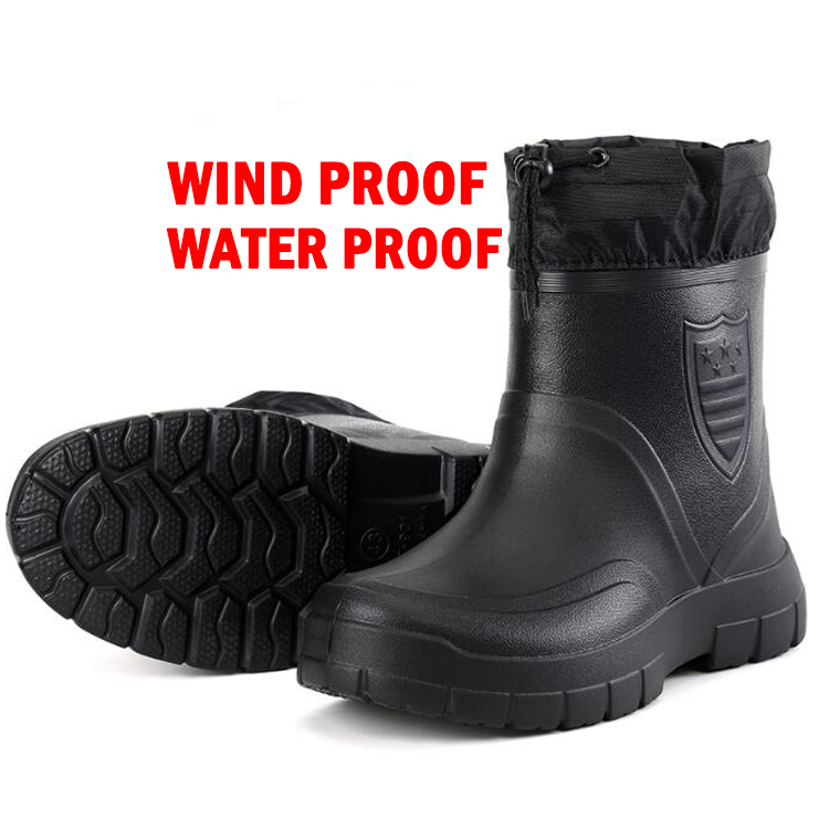 Lightweight keep warm ankle men winter eva rain boots for work