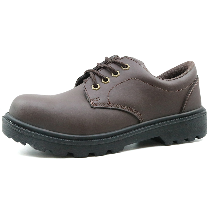 Slip resistant leather men executive safety shoes with steel toe