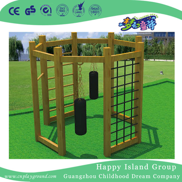 outdoor wooden climbing frame