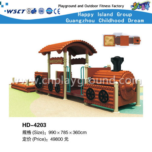 火车造型的简易小型儿童室外滑梯(HD-4203)