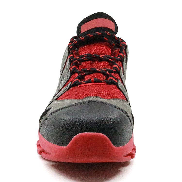 Red slip resistant fashionable women safety shoes sport