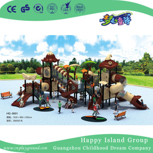 Neue braune Gemüsedach-Kinderkombinations-Dia-Spielplatzgeräte im Freien (HG-9501)