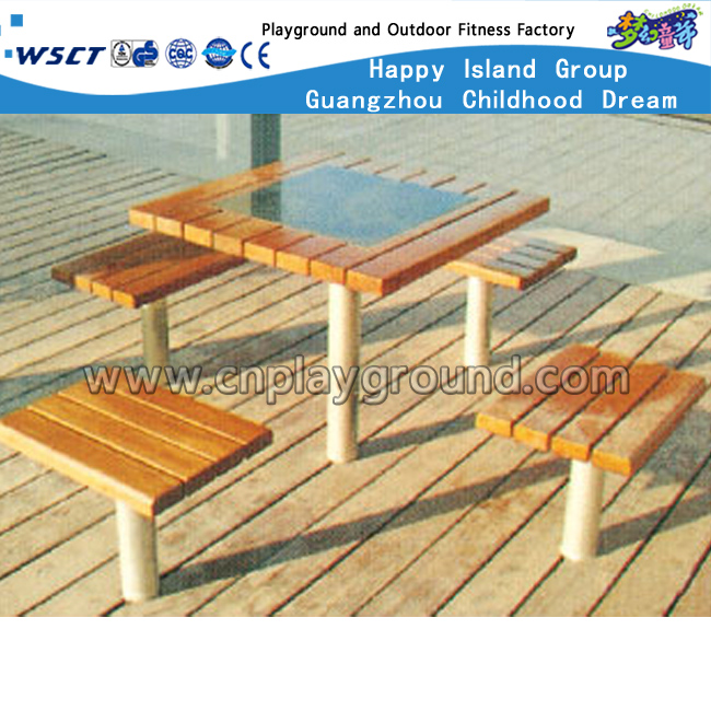 Outdoor Wooden Equipment Leisure Bank and Table Set (HD-19604)