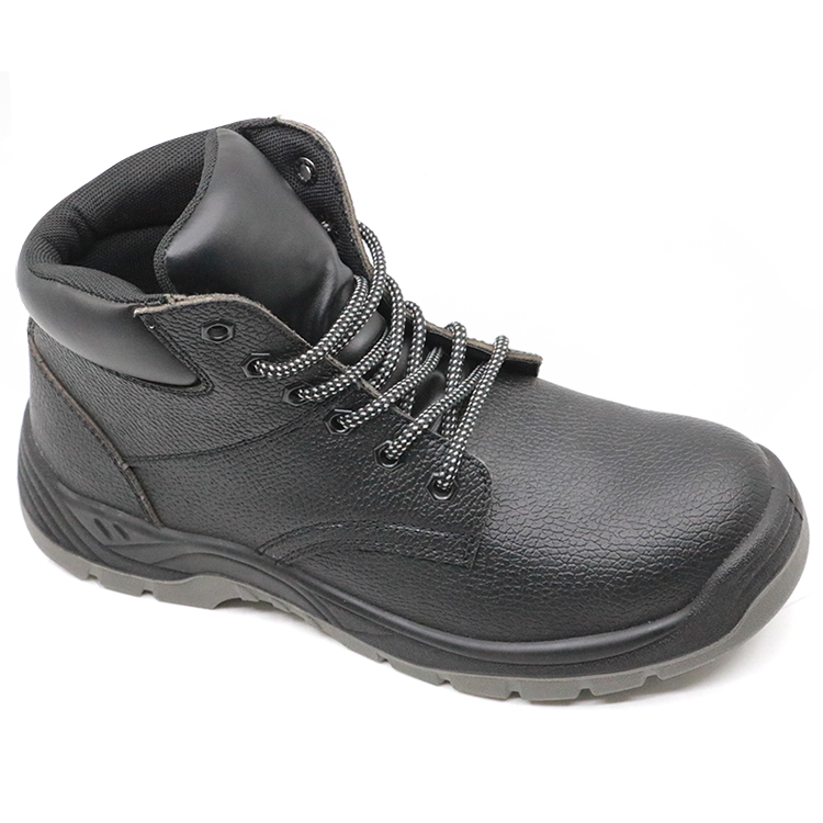 Non slip leather upper steel toe construction site work shoes for men