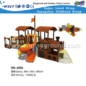 Outdoor Train School Kinder Spielplatz aus verzinktem Stahl mit Spiralrutsche mit Rabatt (HD-4202) 