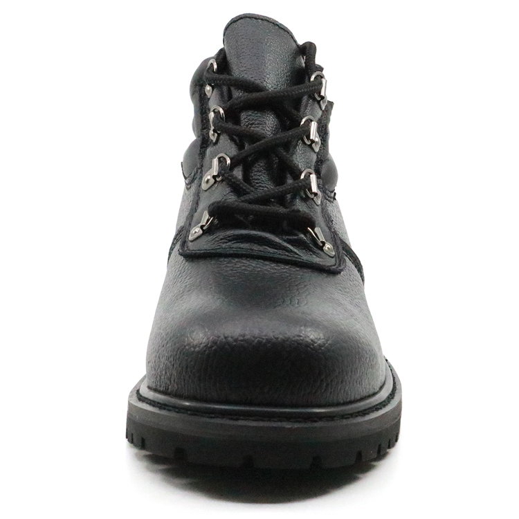 Oil resistant black leather goodyear welted safety shoe with steel toe